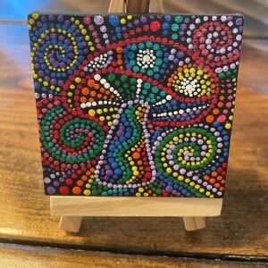 Dot mandala canvas painting w/easel (mini)